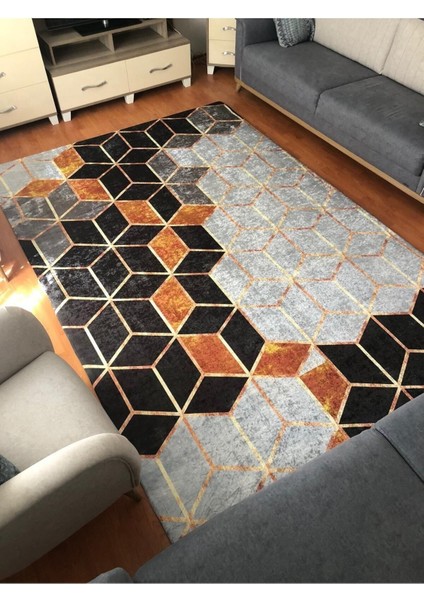 Piramit Model Ipek Kadife Lastikli Halı Örtüsü 6m2-200x300