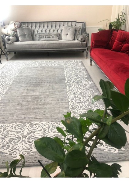 Suyolu Gri Model Lastikli Kadife Halı Örtüsü 6m2-200x300