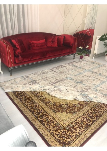 Modern Desen Lastikli Kadife Halı Örtüsü 6 M2 -200x300