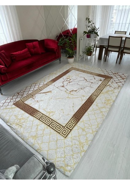 Yeni Gold Piramit Model Lastikli Kadife Halı Örtüsü 4 M2 - 160x230