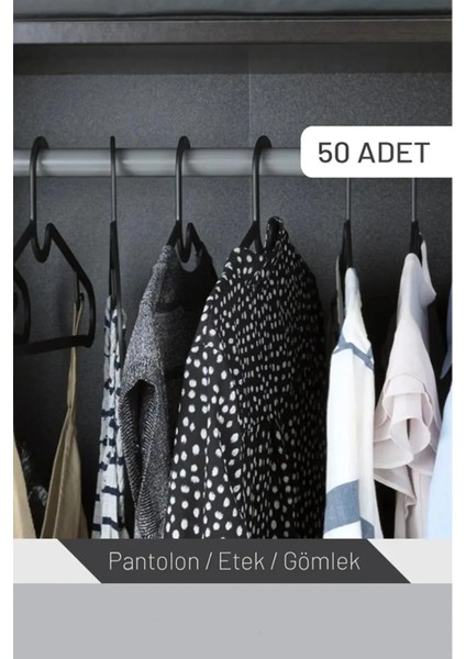 50 Adet Slim Hanger Elbise Kıyafet Giysi Askısı