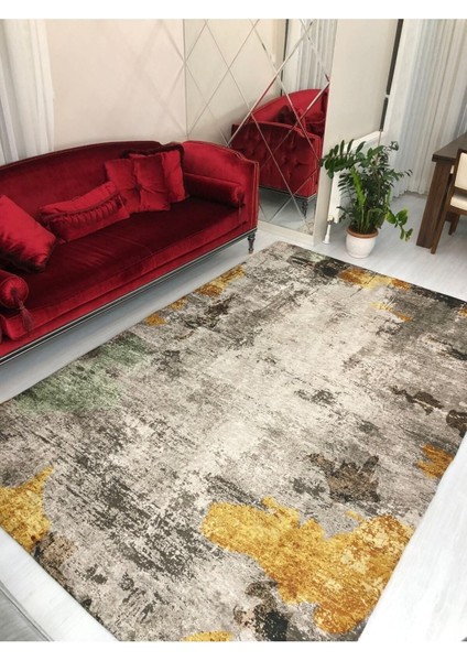 Sarı Jet Model Ipek Kadife Lastikli Halı Örtüsü 4 M2 - 160x230