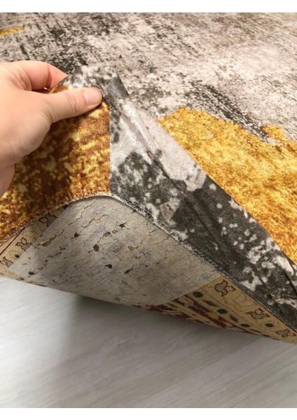 Sarı Jet Model Ipek Kadife Lastikli Halı Örtüsü 4 M2 - 160x230