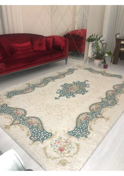 Sultan Yeşili Model Ipek Kadife Lastikli Halı Örtüsü ( 4 M2 ) 160x230