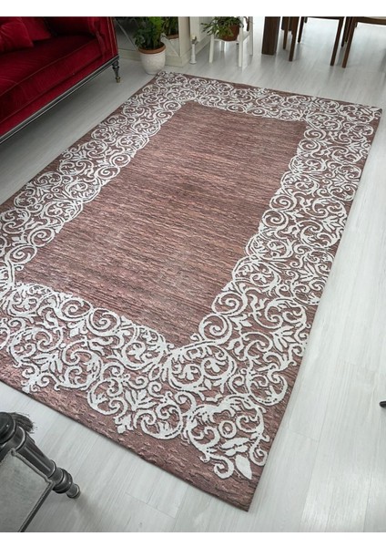 Suyolu Kahve Model Lastikli Kadife Halı Örtüsü ( 4 M2 ) 160x230