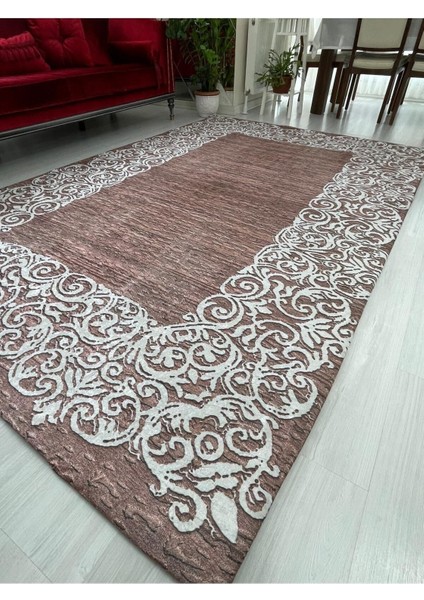 Suyolu Kahve Model Lastikli Kadife Halı Örtüsü ( 4 M2 ) 160x230