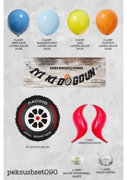 Yarış Tema Doğum Günü Balon Zinciri Seti Fon Perdeli Doğum Günü Süsleme Seti fiyatları