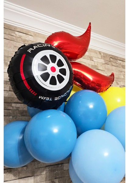 Yarış Tema Doğum Günü Balon Zinciri Seti Fon Perdeli Doğum Günü Süsleme Seti modelleri