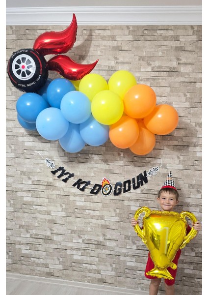 Yarış Tema Doğum Günü Balon Zinciri Seti Fon Perdeli Doğum Günü Süsleme Seti indirimleri