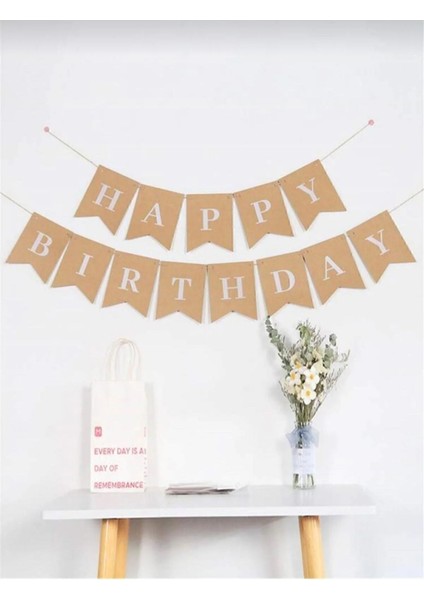 Atölye Mi Retro Krem 3 Yaş Balonlu Happy Birthday Kraft Bannerlı 3 Retro Kalp Balonlu Balon Seti