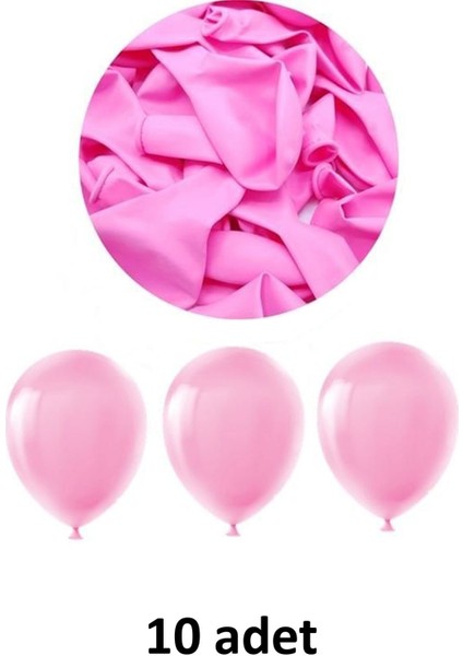 Pembe Balon 12" - 30 cm Lateks Pembe Renk Balon 10'lu Paket