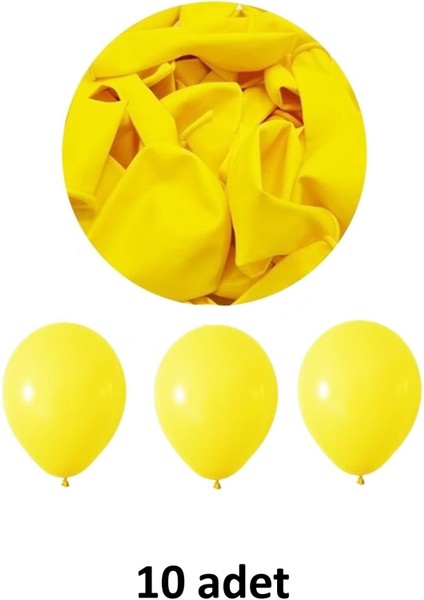 Sarı Balon 12" - 30 cm Lateks Sarı Renk Balon 10'lu Paket