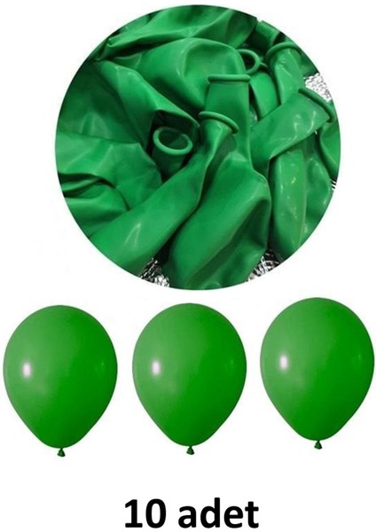 Atölye Mi Yeşil Balon 12" - 30 cm Lateks Yeşil Renk Balon 10'lu Paket