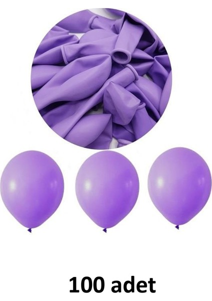 Lila Balon 12" - 30 cm Lateks Lila Renk Balon 100'LU Paket