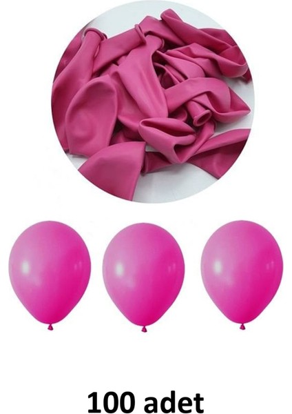 Fuşya Balon 12" - 30 cm Lateks Fuşya Renk Balon 100'LU Paket