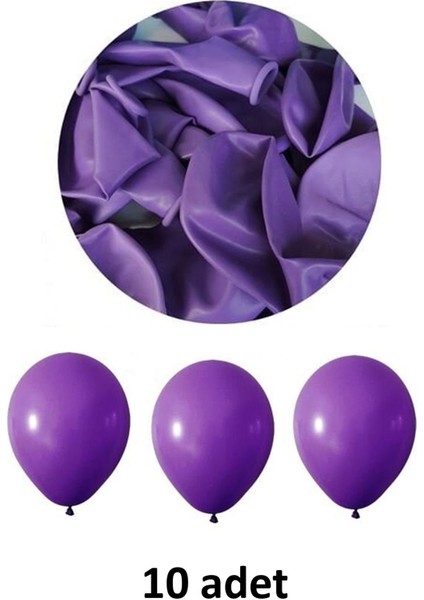 Atölye Mi Mor Balon 12" - 30 cm Lateks Mor Renk Balon 10'lu Paket