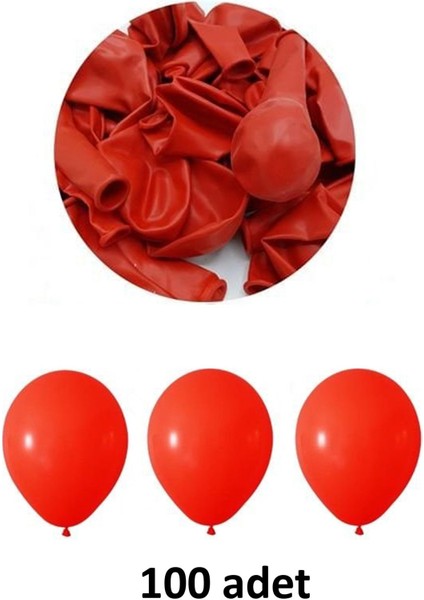 Atölye Mi Kırmızı Balon 12" - 30 cm Lateks Kırmızı Renk Balon 100'LU Paket