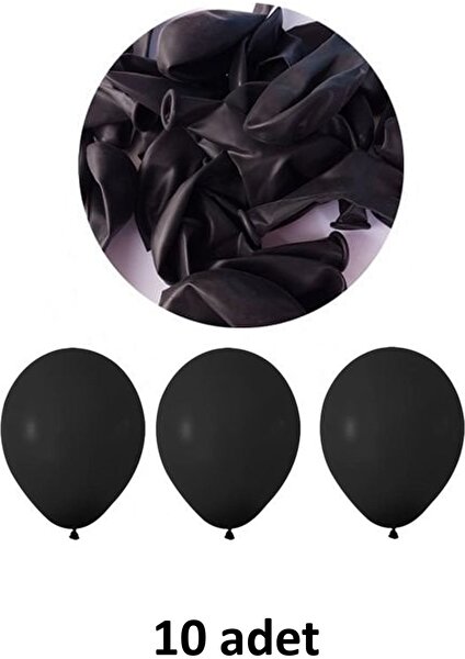 Atölye Mi Siyah Balon 12" - 30 cm Lateks Siyah Renk Balon 10'lu Paket