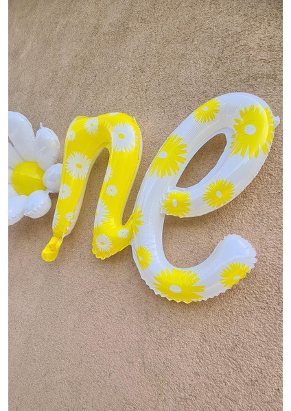 One Papatya 1 Yaş Doğum Günü Folyo Balonu Papatya Şekilli Birleşik One Balon modelleri