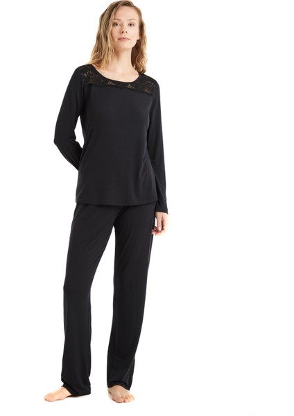 Kadın Siyah Pijama Takımı 51601 modelleri