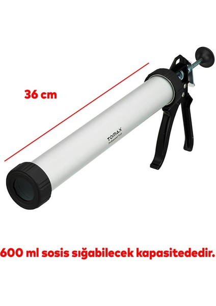 Sosis Pu Silikon Mastik Gri Renk 600 ml Güçlü Yapıştırıcı Sızdırmaz Yalıtım Tabancalı 4'lü Set