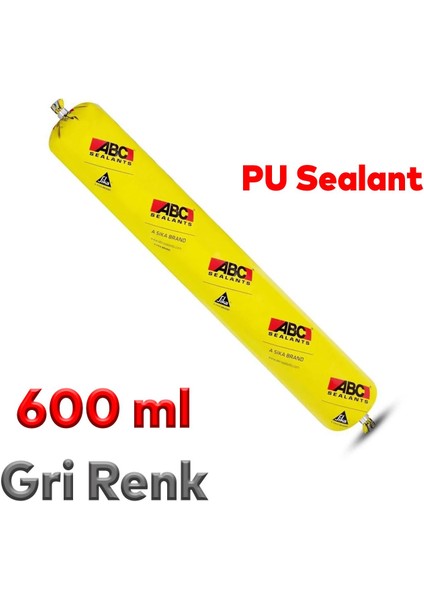 Sosis Pu Silikon Mastik Gri Renk 600 ml Güçlü Yapıştırıcı Sızdırmaz Yalıtım Tabancalı 4'lü Set