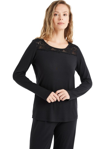 Kadın Siyah Pijama Takımı 51601 fırsatları