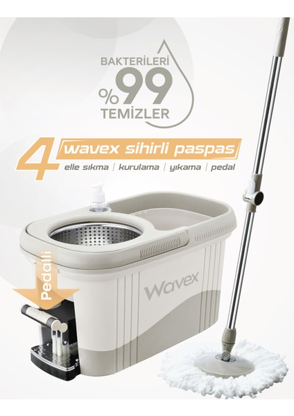 Yeni Turbo Pedallı Temizlik / Paspas / Mop Seti 1 Adet Yedek Bez Hediye ( Toplam 2 Bez)