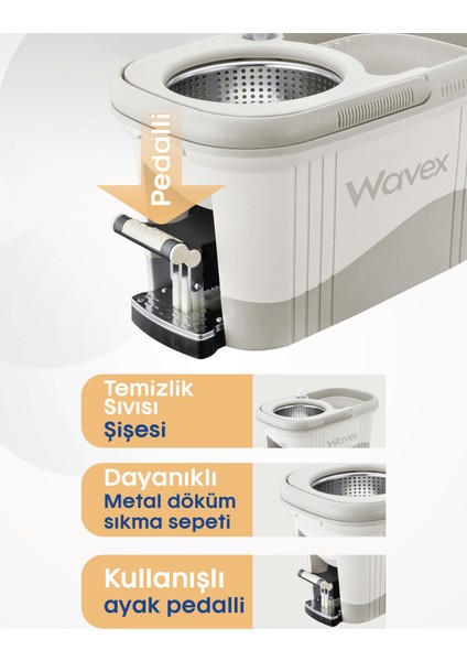 Yeni Turbo Pedallı Temizlik / Paspas / Mop Seti 1 Adet Yedek Bez Hediye ( Toplam 2 Bez)