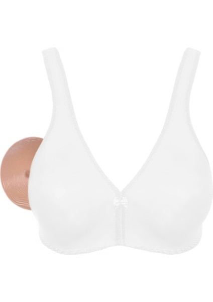 Kadın Beyaz (Dantelsiz) Penye Pamuk Cepli Protez Sütyen