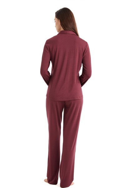 Kadın Bordo Pijama Takımı 51606 fırsatları