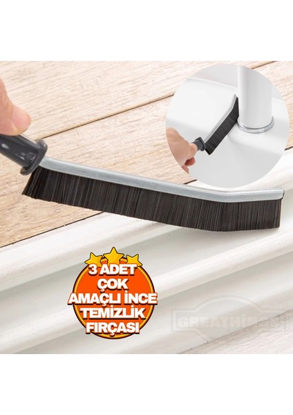 3 Adet Çok Amaçlı Multi Ince Temizlik Fırçası Derz Arası Banyo Mutfak Lavabo Detay Temizleme Fırçası3