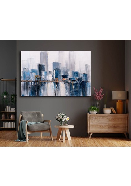 Dekoratif Yağlı Boya Binalar ve Köprü Kanvas Tablo