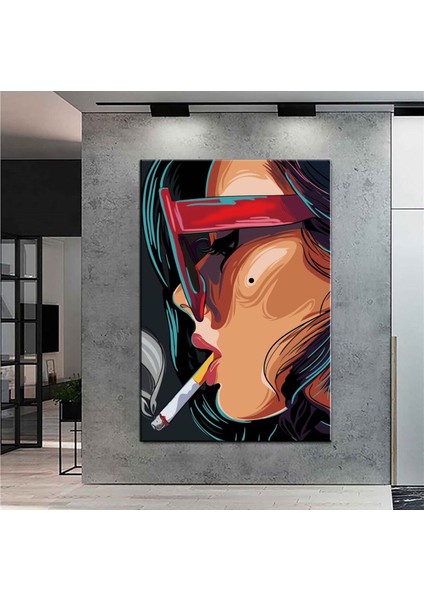 Dekoratif Baskı Illüstrasyon Kadın Kanvas Tablo