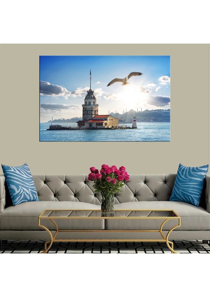 Dekoratif Baskı Kız Kulesi ve Martı Kanvas Tablo