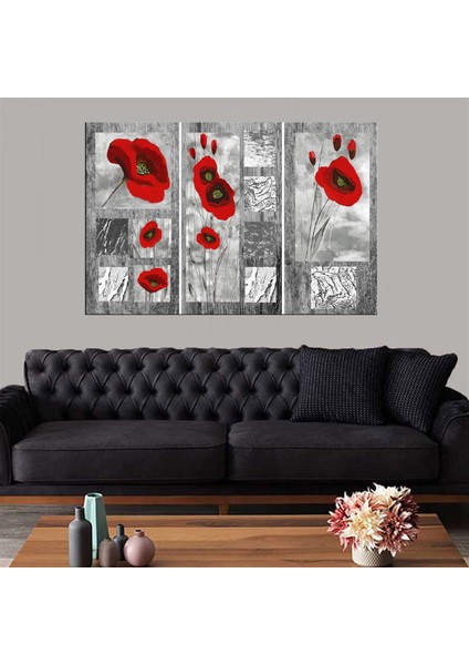 Dekoratif Baskı Çiçekler Kolaj Kanvas Tablo