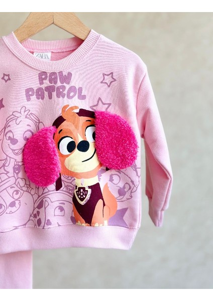 Kız Çocuk Sallanan Kulak Detaylı 3 Iplik Paw Patrol Baskılı Fitilli Taytlı Alt Üst Takım fiyatları