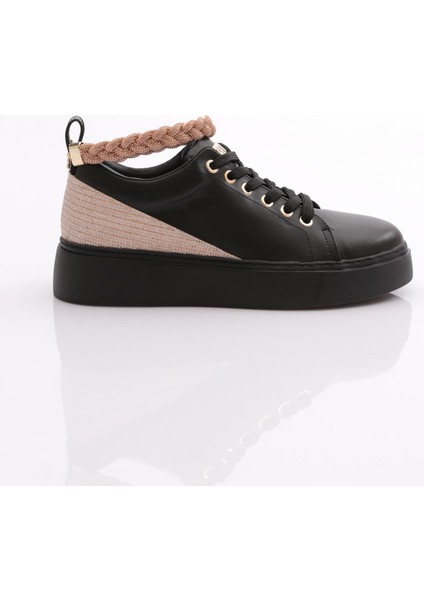 ES851 Kadın Kalin Taban Halhal Detayli Silver Taşlı Sneakers Ayakkabı