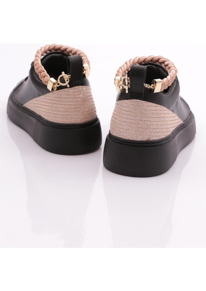 ES851 Kadın Kalin Taban Halhal Detayli Silver Taşlı Sneakers Ayakkabı modelleri