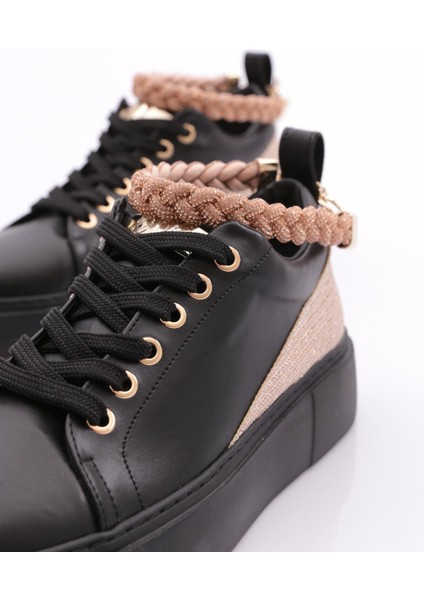 ES851 Kadın Kalin Taban Halhal Detayli Silver Taşlı Sneakers Ayakkabı fırsatları
