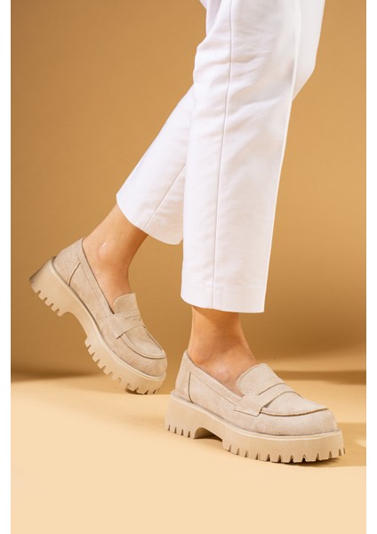 Kalın Taban Rahat Kalıp Loafer Kadın Ayakkabı 83-148-24NUBUK fiyatları