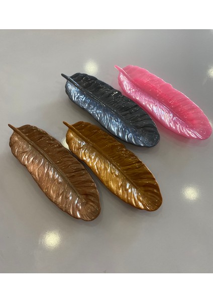 Kuş Tüyü Şeklinde Biblo/yüzüklük Büyük Boy Gold 23X8