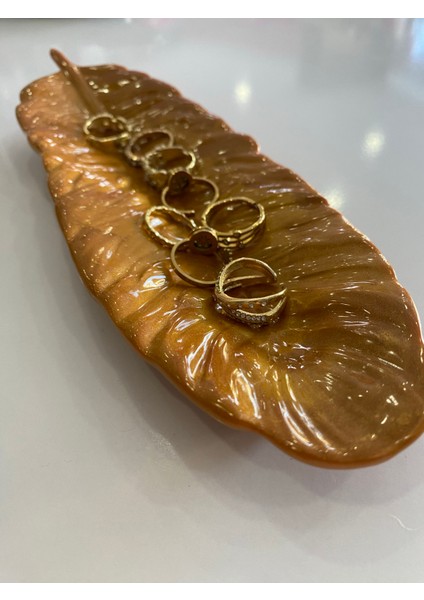 Kuş Tüyü Şeklinde Biblo/yüzüklük Büyük Boy Gold 23X8 fırsatları