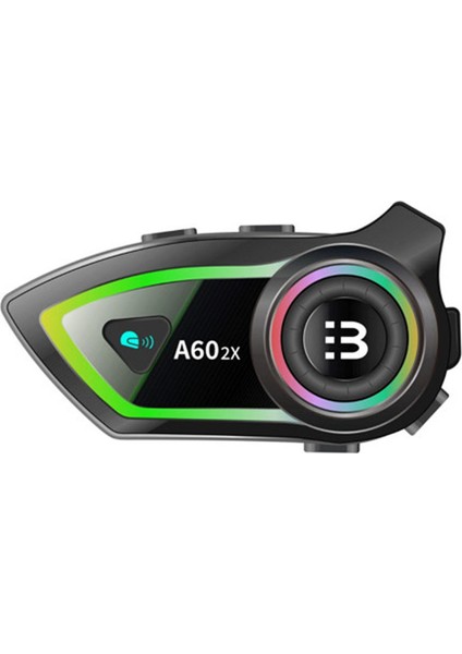 A60 2x Motosiklet Kask Kulaklığı Bluetooth Intercom Rgb Işıklı 2 Intercom Bağlantılı 300M Mesafe