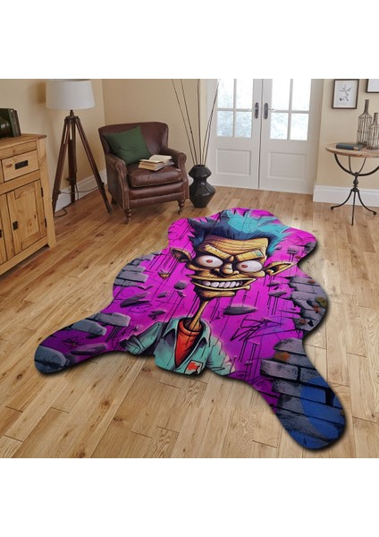 Dekoratif, 3D Baskılı Özel Tasarım, Lazer Kesim, Ince, Kaymaz Taban Halı - 120 x 180