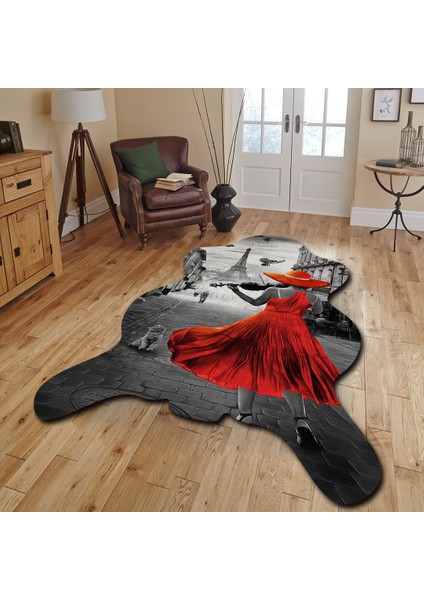 Dekoratif, 3D Baskılı Özel Tasarım, Lazer Kesim, Ince, Kaymaz Taban Halı - 120 x 180