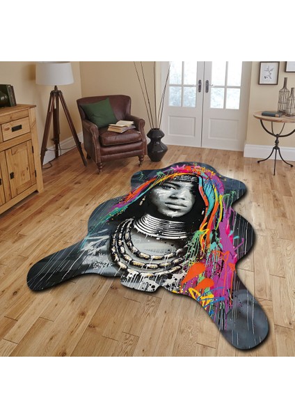 Dekoratif, 3D Baskılı Özel Tasarım, Lazer Kesim, Ince, Kaymaz Taban Halı 63 - 120 x 180