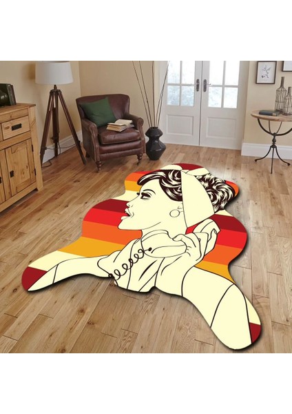 Dekoratif, 3D Baskılı Özel Tasarım, Lazer Kesim, Ince, Kaymaz Taban Halı - 160 x 230