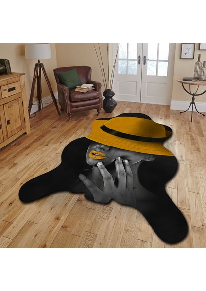 Dekoratif, 3D Baskılı Özel Tasarım, Lazer Kesim, Ince, Kaymaz Taban Halı - 120 x 180