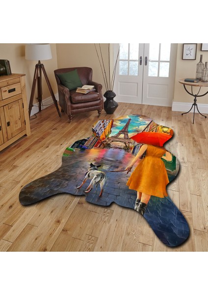 Dekoratif, 3D Baskılı Özel Tasarım, Lazer Kesim, Ince, Kaymaz Taban Halı 70 - 120 x 180